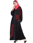 Trendy Front Open embroidered Dubai Kaftan Black