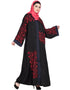 Trendy Front Open embroidered Dubai Kaftan Black