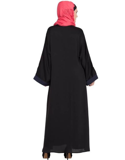 Trendy Front Open embroidered Dubai Kaftan Black