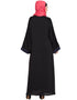 Trendy Front Open embroidered Dubai Kaftan Black