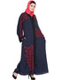 Modern Front Open embroidered Dubai Kaftan Navy Blue Women Online shopping USA