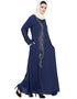 Dubai Front Embroidered Umbrella Abaya Navy Blue