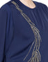 Dubai Front Embroidered Umbrella Abaya Navy Blue