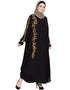 Modest tread embroidered butterfly Dubai Kaftan Black Women Online shopping USA
