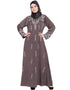 Arabic Full Hand embellished A line Nida Abaya Brown Women Online shopping USA