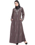 Arabic Full Hand embellished A line Nida Abaya Brown Women Online shopping USA