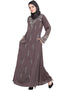 Arabic Full Hand embellished A line Nida Abaya Brown Women Online shopping USA