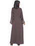 Arabic Full Hand embellished A line Nida Abaya Brown Women Online shopping USA