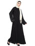 Trendy hand embroidered with Pearl at sleeve A line Nida Abaya Black Women Online shopping USA