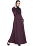 Modern embellishment at chest and sleeve A line Nida Abaya Wine Women Online shopping USA