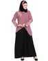 Modest contrast Double layer hand work a line Abaya Light Purple Women Online shopping USA