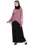 Modest contrast Double layer hand work a line Abaya Light Purple Women Online shopping USA
