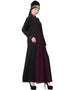 Arabic Contrast Yoke Black Wine Casual Abaya Black