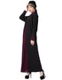 Arabic Contrast Yoke Black Wine Casual Abaya Black