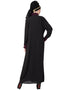 Arabic Contrast Yoke Black Wine Casual Abaya Black