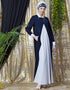 Women Contrast Yoke Black White Casual Abaya Navy Blue