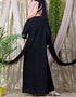 Muslimah Contrast Yoke Black Peach Casual Abaya Peach
