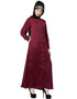 Chic Decorative Button Front Open Nida Abaya Maroon