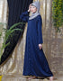 Trendy Decorative Button Front Open Nida Abaya Navy Blue