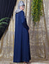 Trendy Decorative Button Front Open Nida Abaya Navy Blue