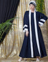 Modern contrast band with inner Dubai Kaftan Navy Blue