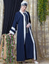 Modern contrast band with inner Dubai Kaftan Navy Blue