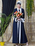 Modern contrast band with inner Dubai Kaftan Navy Blue