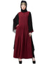 Islamic Contrast Butterfly Sleeve Pleated Abaya Maroon