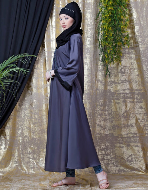 Arabic Hand embroidered Umbrella Nida Abaya Navy Blue