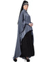 Women Front Open Shirt Kaftan With Inner Casual Abaya Grey