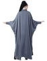 Women Front Open Shirt Kaftan With Inner Casual Abaya Grey