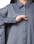 Women Front Open Shirt Kaftan With Inner Casual Abaya Grey