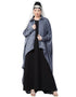 Women Front Open Shirt Kaftan With Inner Casual Abaya Grey