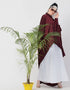 Chic Front Open Shirt Kaftan With Inner Casual Abaya Maroon