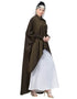 Trendy Front Open Shirt Kaftan With Inner Casual Abaya Green