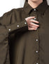 Trendy Front Open Shirt Kaftan With Inner Casual Abaya Green