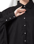 Modern Front Open Shirt Kaftan With Inner Casual Abaya Black