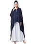 Dubai Front Open Shirt Kaftan With Inner Casual Abaya Navy Blue