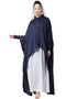 Dubai Front Open Shirt Kaftan With Inner Casual Abaya Navy Blue