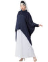 Dubai Front Open Shirt Kaftan With Inner Casual Abaya Navy Blue