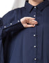 Dubai Front Open Shirt Kaftan With Inner Casual Abaya Navy Blue