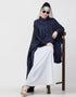 Dubai Front Open Shirt Kaftan With Inner Casual Abaya Navy Blue