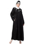 Muslim scallop yoke bohemian casual Abaya Black