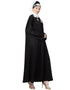 Muslim scallop yoke bohemian casual Abaya Black