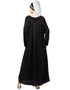 Muslim scallop yoke bohemian casual Abaya Black