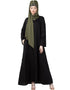 Modest Front Open V neck Black Nida Abaya Black