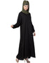 Modest Front Open V neck Black Nida Abaya Black