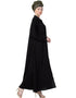 Islamic Front Open Chinese Collar casual Abaya Black