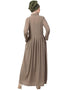 Arabic Contrast Piping at Sleeve Casual Abaya Cream