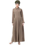 Arabic Contrast Piping at Sleeve Casual Abaya Cream